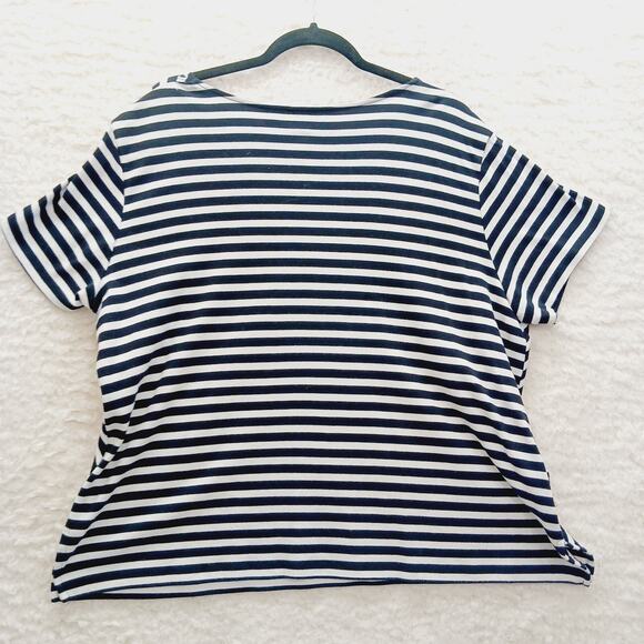 T-Shirt Size XL Navy White Nautical Sailor Core Coastal Grandma Casual Chic Y2K - Picture 2 of 16